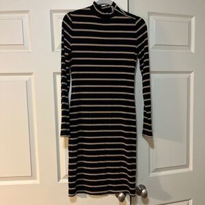 Banana Republic Striped Black and Brown Dress S